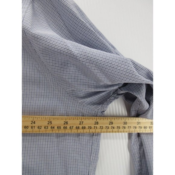 David Donahue Shirt 18 1/2 XXL Button Down Plaid Logo Dress Shirt Woven - Picture 6 of 12